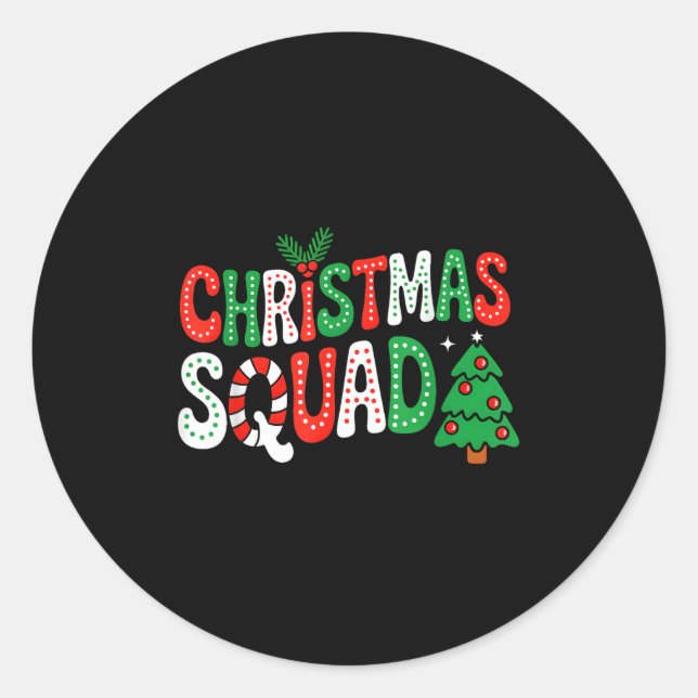 Groovy Christmas Squad Xmas Tree Family Matching P Classic Round Sticker (Front)