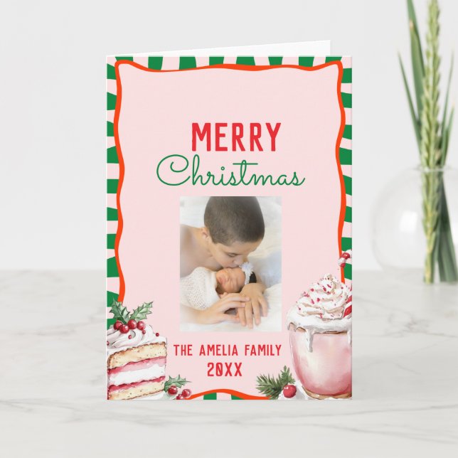 Groovy Christmas Sweet Treats Photo  Card (Front)