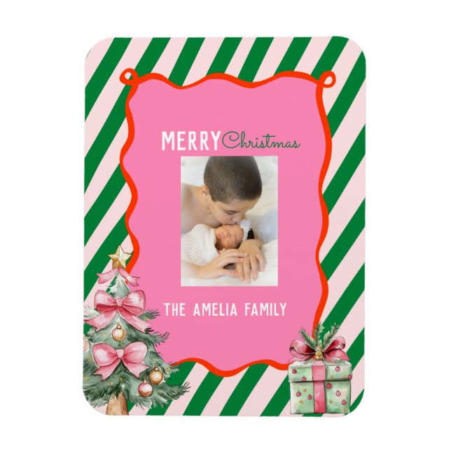 Groovy Christmas Tree Doodle Photo  Magnet (Vertical)