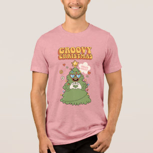 Groovy Christmas Tree - Holly Jolly Vibes Tri-Blend Shirt