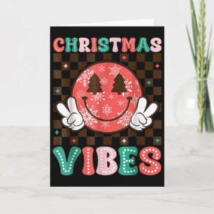 Groovy Christmas Vibes Happy Smile Face Xmas Holid Card