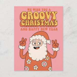 Groovy Christmas Wishes Peace Love & Holiday Cheer Postcard