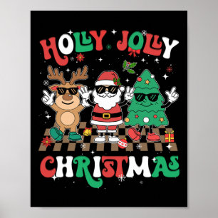Groovy Christmas Xmas Reindeer Santa Tree Boys Gir Poster
