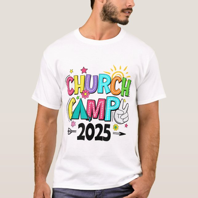 Groovy Church Camp 2025 Matching Christian Camp  T-Shirt (Front)