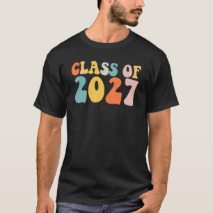 Groovy Class Of 2027 Senior Junior 12th Grade Back T-Shirt