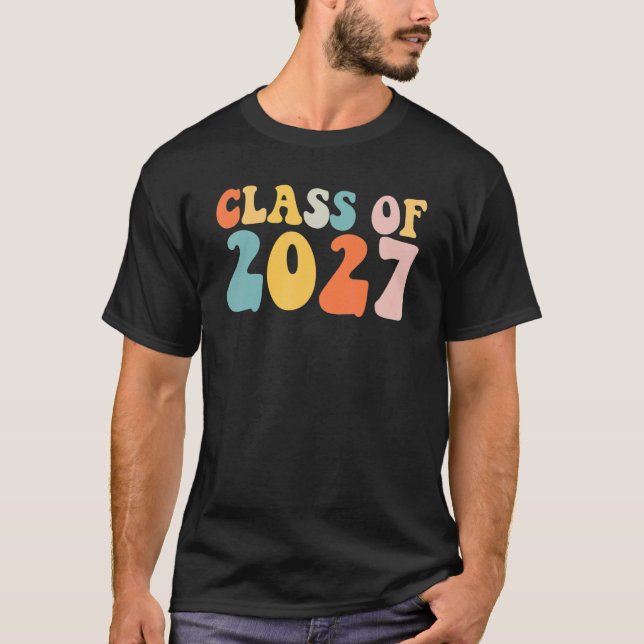 Groovy Class Of 2027 Senior Junior 12th Grade Back T-Shirt (Front)
