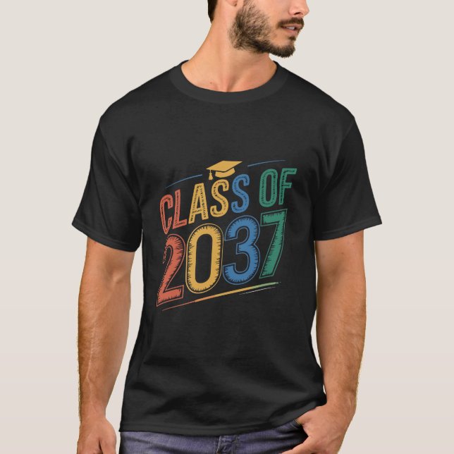 groovy Class of 2037 Grow With Me, back to school T-Shirt (Front)