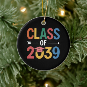 Groovy Class Of 2039 Graduation Senior 2039 Ceramic Tree Decoration