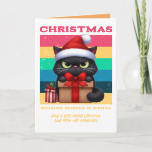 Groovy Claus Funny Cat Retro Christmas Photo Holiday Card