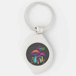 Groovy Colorful Psychedelic Mushrooms Key Ring