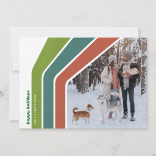 Groovy Coloured Stripe Christmas Photo Holiday Car Card