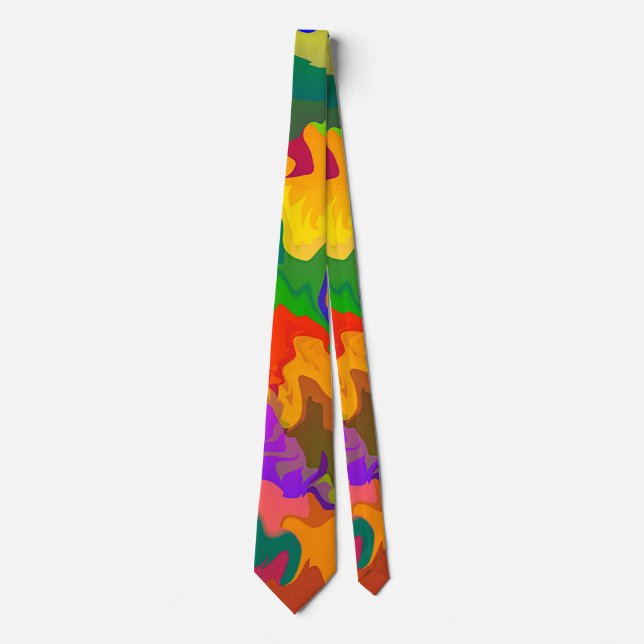 Groovy Colourful Abstract Swirly Camouflage Tie (Front)