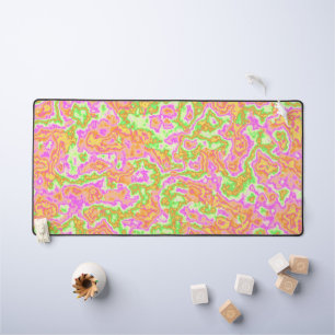 Groovy Colourful Acid Trip Retro Hippie Marble Art Desk Mat