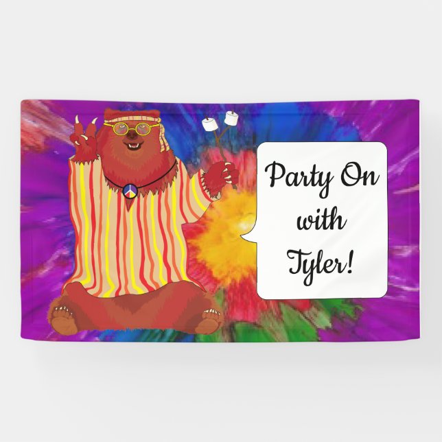 Groovy Colourful Bear Party Banner (Horizontal)