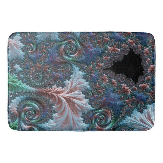 Groovy Colourful Boho Hippie Mandelbrot Fractal Ar Bath Mat (Front)
