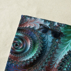 Groovy Colourful Boho Hippie Mandelbrot Fractal Ar Beach Towel