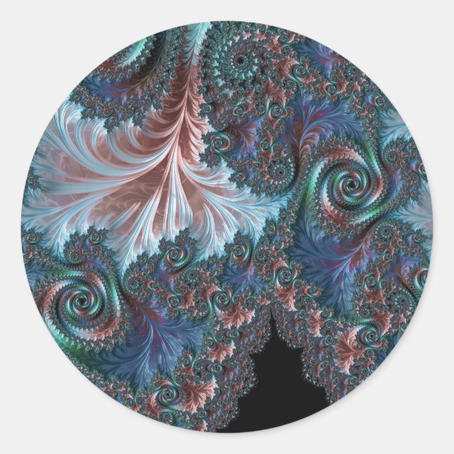 Groovy Colourful Boho Hippie Mandelbrot Fractal Ar Classic Round Sticker (Front)