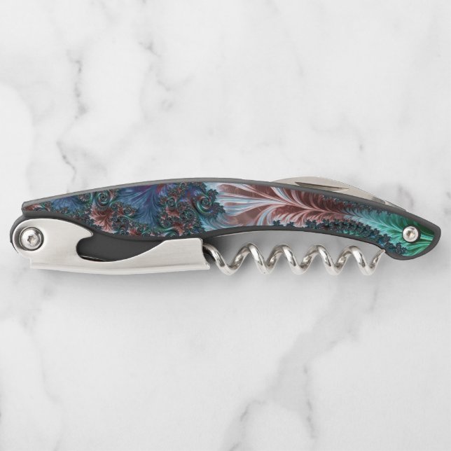 Groovy Colourful Boho Hippie Mandelbrot Fractal Ar Corkscrew (Front)