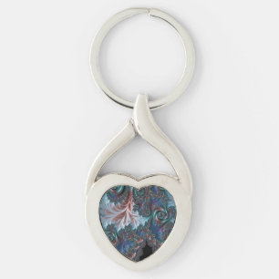 Groovy Colourful Boho Hippie Mandelbrot Fractal Ar Key Ring