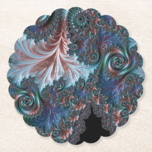 Groovy Colourful Boho Hippie Mandelbrot Fractal Ar Paper Coaster