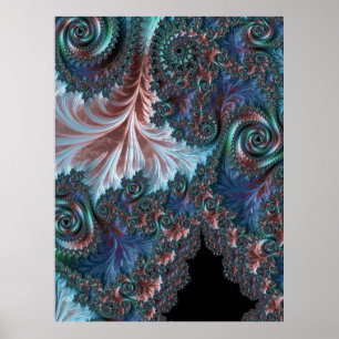 Groovy Colourful Boho Hippie Mandelbrot Fractal Ar Poster