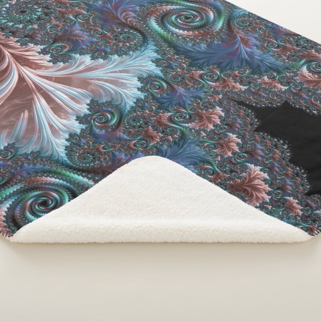 Groovy Colourful Boho Hippie Mandelbrot Fractal Ar Sherpa Blanket (3/4)