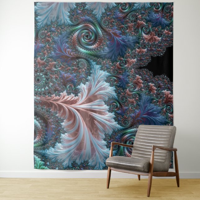 Groovy Colourful Boho Hippie Mandelbrot Fractal Ar Tapestry (In Situ)