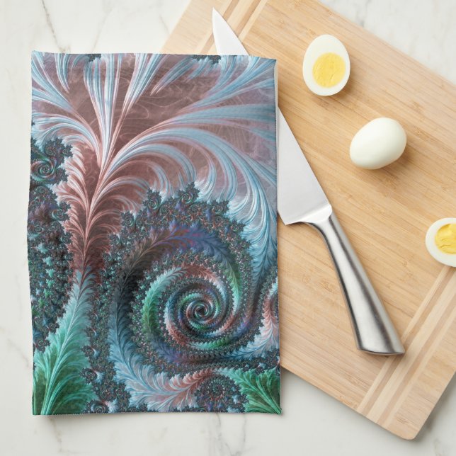 Groovy Colourful Boho Hippie Mandelbrot Fractal Ar Tea Towel (Quarter Fold)