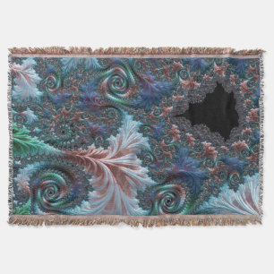 Groovy Colourful Boho Hippie Mandelbrot Fractal Ar Throw Blanket