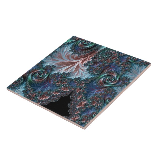Groovy Colourful Boho Hippie Mandelbrot Fractal Ar Tile (Side)
