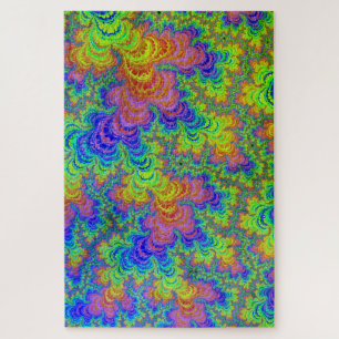 Groovy Colourful Boho Hippie Trippy Rainbow Fracta Jigsaw Puzzle