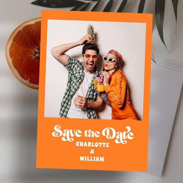 Groovy Colourful Chequered Unique Retro Wedding Save The Date (Creator Uploaded)