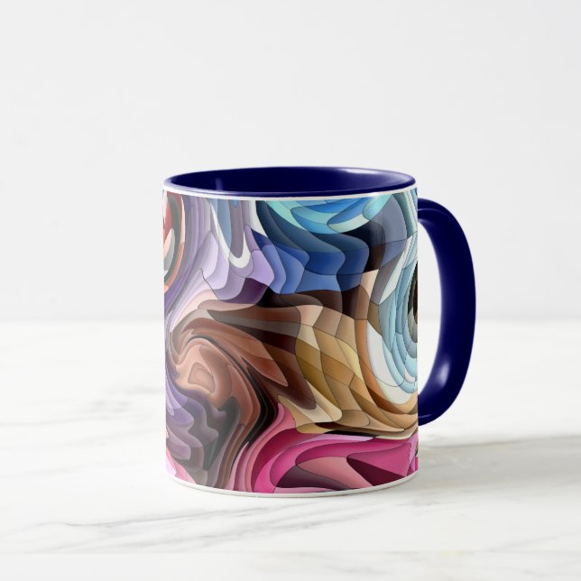 Groovy Colourful Fluid Patchwork Abstract Mosaic   Mug (Front Right)