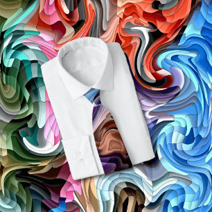 Groovy Colourful Fluid Patchwork Abstract Mosaic Tie