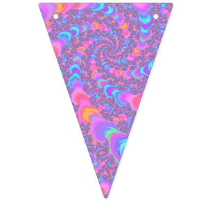 Groovy Colourful Fluorescent Trippy Spiral Fractal Bunting