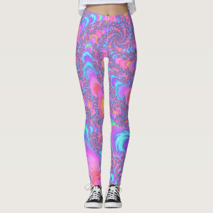 Groovy Colourful Fluorescent Trippy Spiral Fractal Leggings