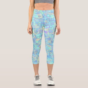 Groovy Colourful Funky Squares Capri Leggings