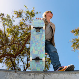 Groovy Colourful Funky Squares Skateboard
