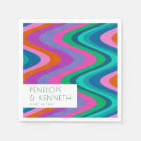 Groovy Colourful Green Purple Retro Wedding Custom