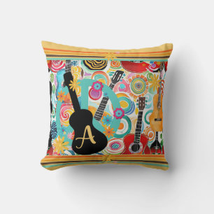 Groovy Colourful Guitars Cushion
