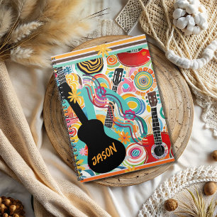 Groovy Colourful Guitars Spiral Photo Notebook