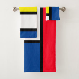 Groovy Colourful Modern Mondrian Style Abstract Ar Bath Towel Set