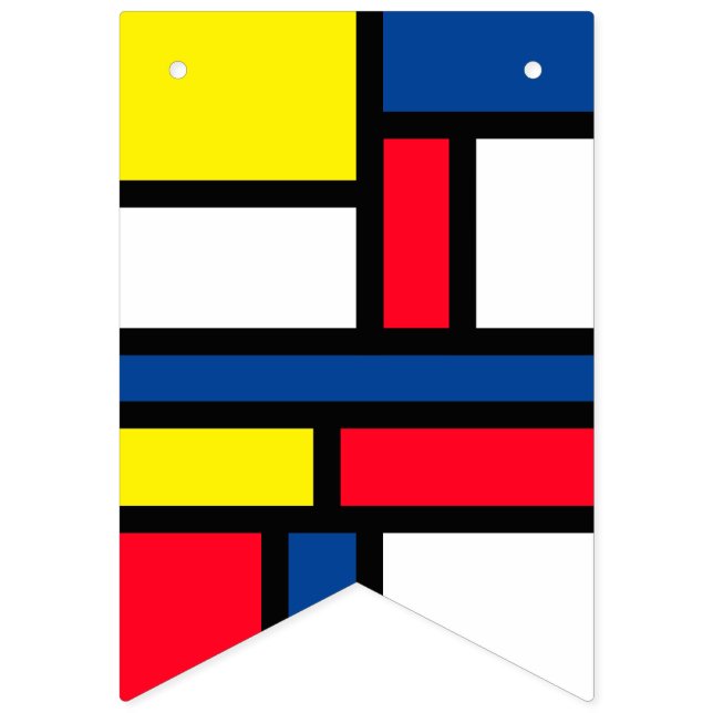 Groovy Colourful Modern Mondrian Style Abstract Ar Bunting (First Flag)