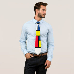 Groovy Colourful Modern Mondrian Style Abstract Ar Tie