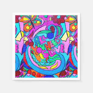 groovy colourful peace and loveg napkin