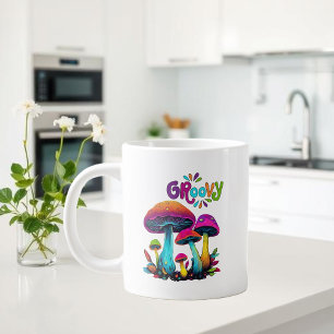 Groovy Colourful Psychedelic Mushrooms Large Coffee Mug