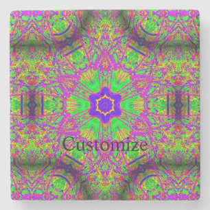 Groovy colourful purple green stone coaster