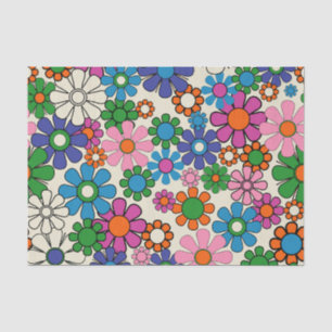 Groovy Colourful Retro 60s 70s Floral Pattern Tissue Paper