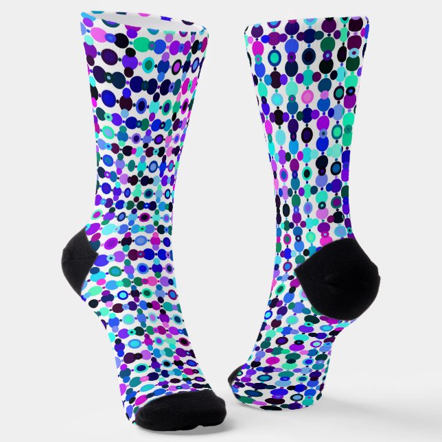 Groovy Colourful Retro Circles  Socks (Angled)