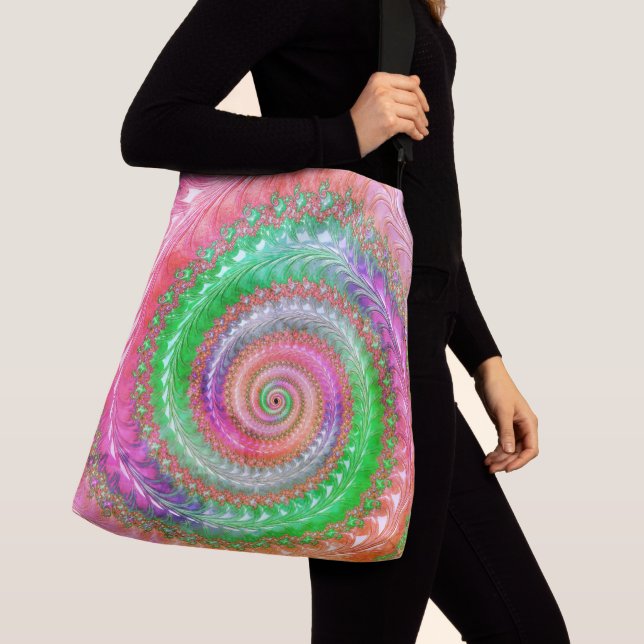 Groovy Colourful Spiral Digital Abstract Fractal  Crossbody Bag (Close Up)